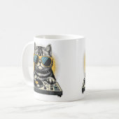 Beats Feline Dj Cat Synthwave Kitty Mix Koffiemok (Voorkant links)