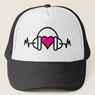 Beats of Love   Roze hart met hartslag en hoofdtel Trucker Pet
