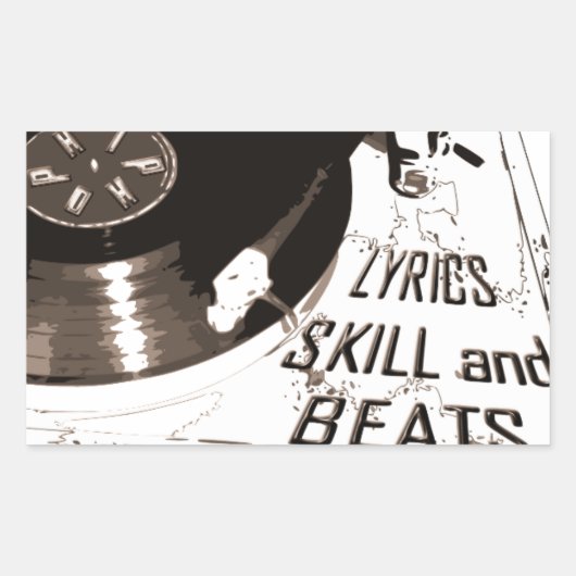 BEATS SKILL LYRICS RECORD PLAYER RECHTHOEKIGE STICKER (Voorkant)