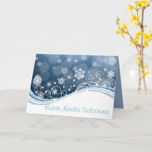 Beatus Natalis Salvatoris-Holiday Kaart (Gele Bloem)