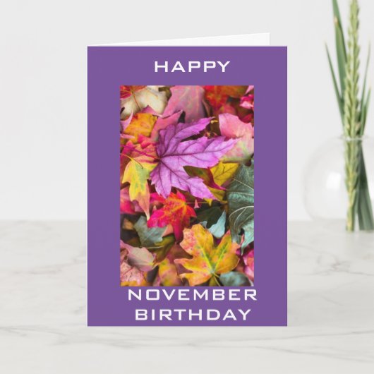 ***BEATUURLIJKE NOVEMBER BIRTHDAY GREETING** FEESTDAGEN KAART (Voorkant)