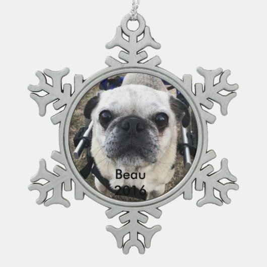 Beau 2016 tin sneeuwvlok ornament (Voorkant)