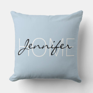 Beau blue color home monogram kussen