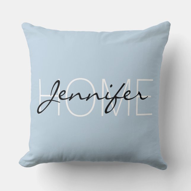 Beau blue color home monogram kussen (Voorkant)