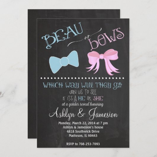 Beau-boeg of -bogen Gendervrijheid partijuitnodigi Kaart (Voorkant / Achterkant)