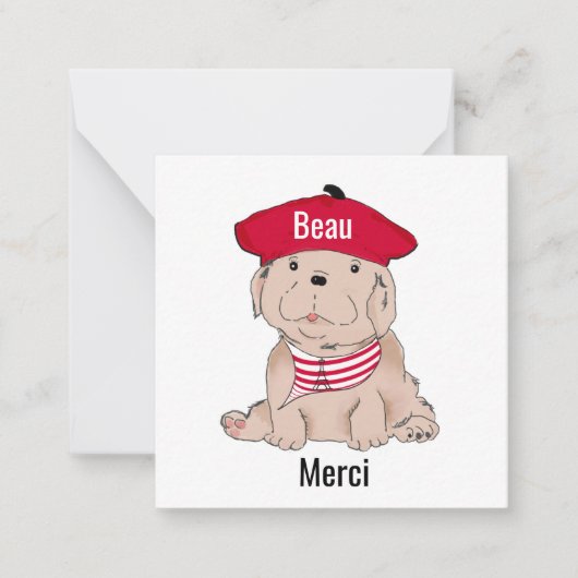 Beau Merci Note Cards 2.5x2.5 Notitiekaartje (Voorkant)