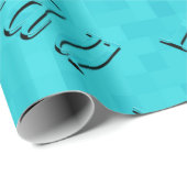 Beau Name Logos on Aqua Blue, Cadeaupapier (Rol Hoek)