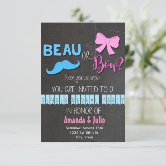 Beau of Bow Gender onthullen Kaart (Staand voorkant)