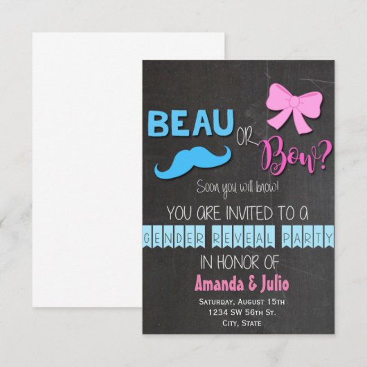 Beau of Bow Gender onthullen Kaart (Voorkant / Achterkant)