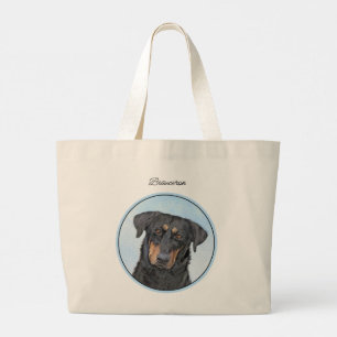 Beauceron Black and Tan Schilderij Schapendoes Hon Grote Tote Bag