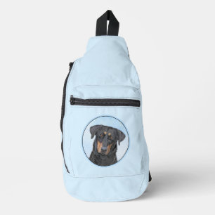 Beauceron Black and Tan Schilderij Schapendoes Hon Sling Bag