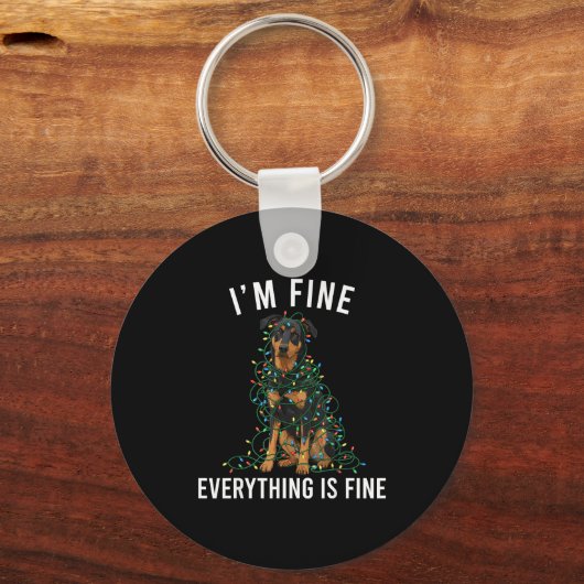 Beauceron Christmas I'm Fine Everything Is Fine Sleutelhanger (Voorkant)