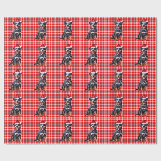Beauceron Dog en Red Plaid Kerstmis Cadeaupapier (Vlak)