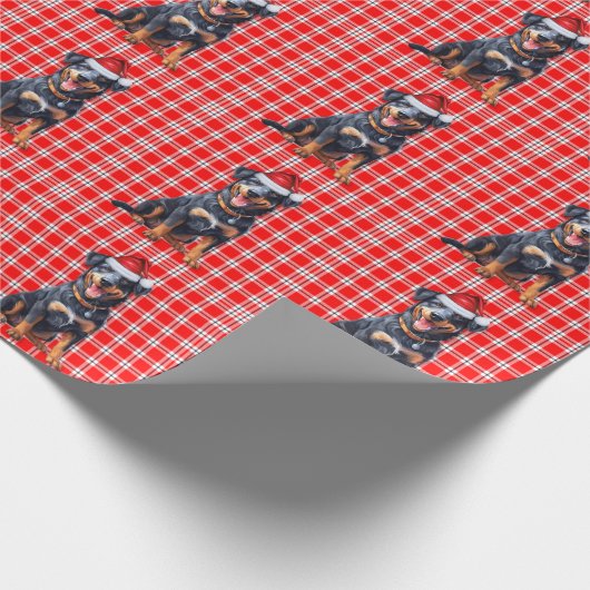 Beauceron Dog en Red Plaid Kerstmis Cadeaupapier (Hoek)