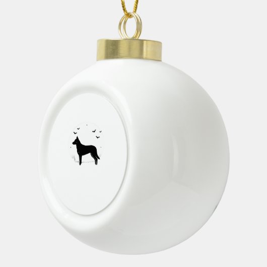 Beauceron Dog - Halloween Moon Silhouette Classic Keramische Bal Ornament (Rechts)