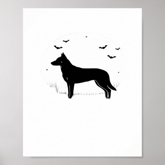 Beauceron Dog - Halloween Moon Silhouette Classic Poster (Voorkant)