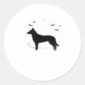 Beauceron Dog - Halloween Moon Silhouette Classic Ronde Sticker (Voorkant)