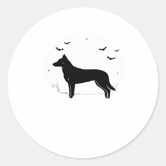 Beauceron Dog - Halloween Moon Silhouette Classic Ronde Sticker (Voorkant)