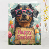 Beauceron Easter Eggs Kaart (Gele Bloem)