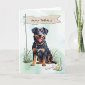 Beauceron fokhond buiten onder verjaardagsbord kaart (Voorkant)