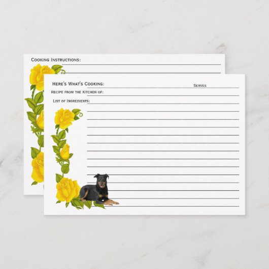 Beauceron, gele rozen Kaart (Voorkant / Achterkant)