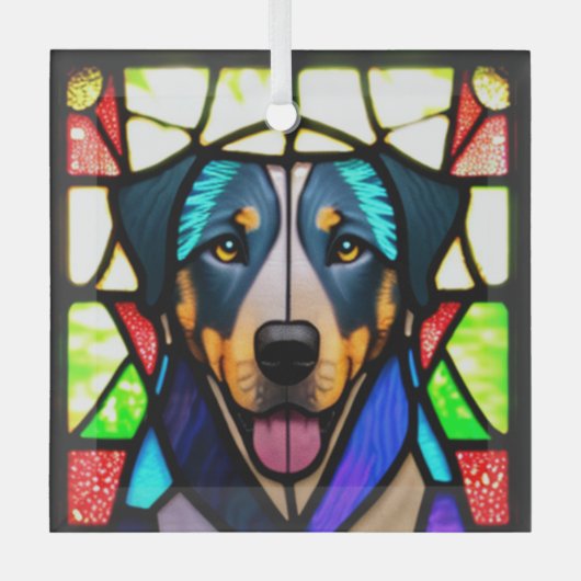 Beauceron "Glas in lood" Glas Ornament (Voorkant)