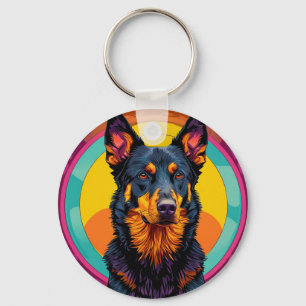 Beauceron hond Kleurrijke Illustratie Sleutelhanger