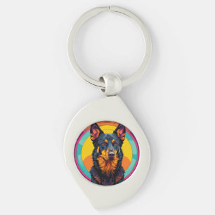 Beauceron hond Kleurrijke Illustratie Sleutelhanger