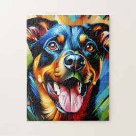 Beauceron Hond Portret Acryl Kunstprint Hond Liefh Legpuzzel