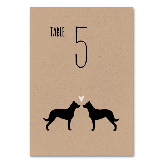 Beauceron Hond Silhouetten bruiloft receptie Kaart (Achterkant)