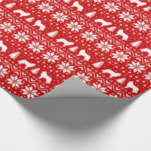 Beauceron Hond Silhouetten Rood Kerstpatroon Cadeaupapier