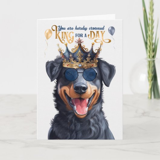 Beauceron Hondenkoning voor Dag Grappige Verjaarda Kaart (Voorkant)