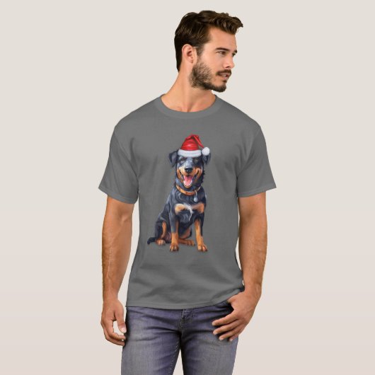 Beauceron Hondenliefhebber Grappig Kerst T-shirt (Voorkant volledig)