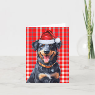 Beauceron Kersthond Red Plaid Kerstmis Feestdagen Kaart