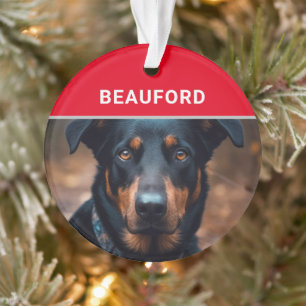 Beauceron met de naam van de hond en kerstfoto ornament