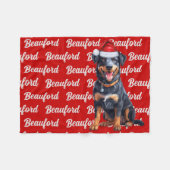 Beauceron op rood met naam kersthond fleece deken (Voorkant (Horizontaal))