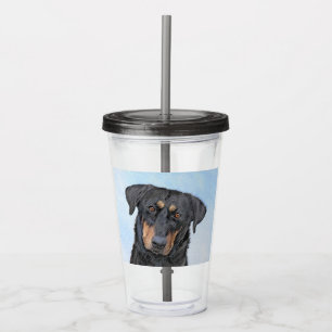 Beauceron-schildering - Kute Original Dog Art Acryl Drinkbeker