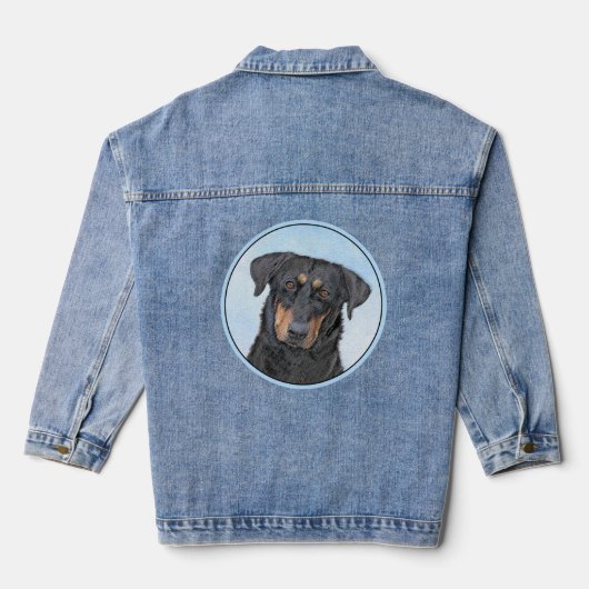 Beauceron-schildering - Kute Original Dog Art Denim Jacket (Achterkant)