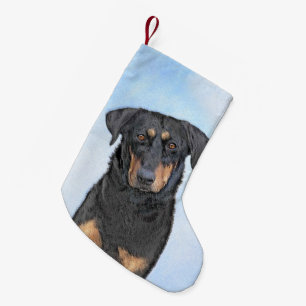 Beauceron-schildering - Kute Original Dog Art Kleine Kerstsok