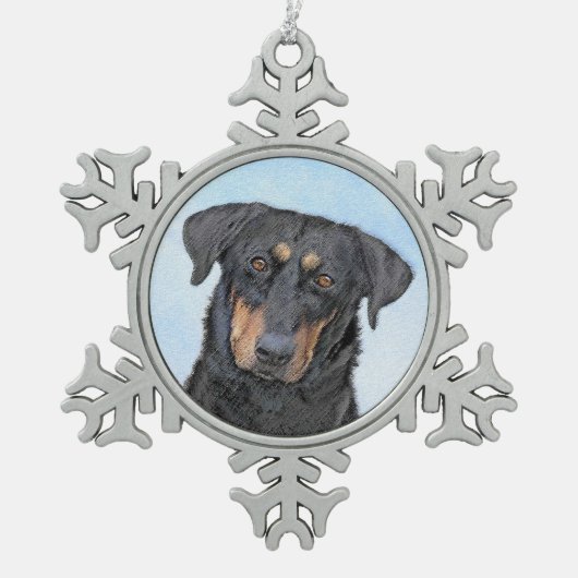 Beauceron-schildering - Kute Original Dog Art Tin Sneeuwvlok Ornament (Voorkant)