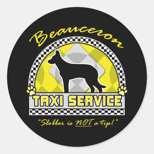 Beauceron Taxi Service Ronde Sticker (Voorkant)