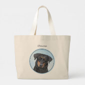Beauceron Zwart en Tan Schilderen Sheepdog Dog Art Grote Tote Bag (Achterkant)