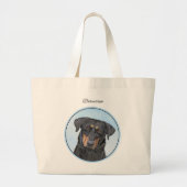 Beauceron Zwart en Tan Schilderen Sheepdog Dog Art Grote Tote Bag (Voorkant)