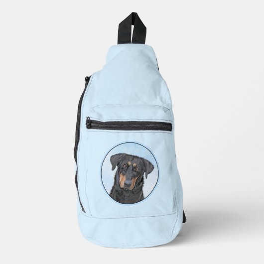 Beauceron Zwart en Tan Schilderen Sheepdog Dog Art Sling Bag (Voorkant)