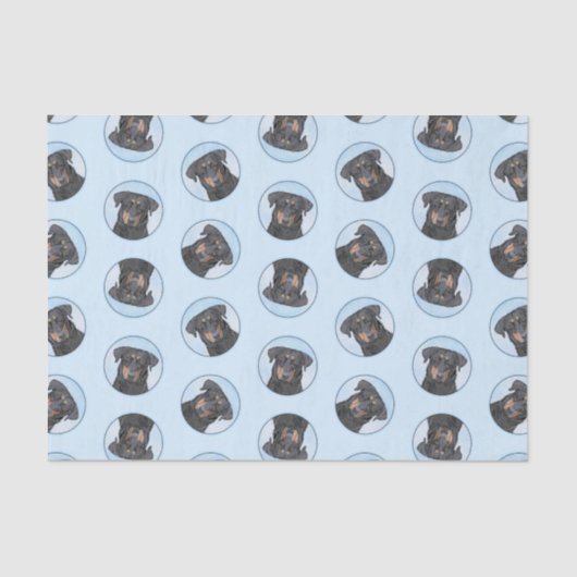 Beauceron Zwart en Tan Schilderen Sheepdog Dog Art Tissuepapier (Voorkant)