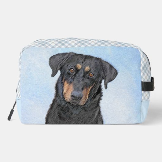 Beauceron Zwart en Tan Schilderen Sheepdog Dog Art Toilettasje (Achterkant)
