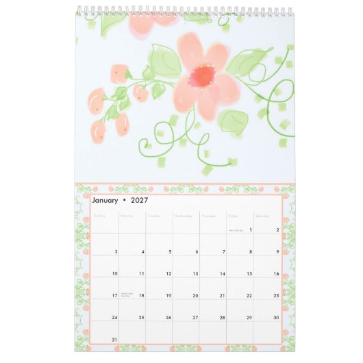 Beauely Girly Flowered Designer Kalender (Jan 2027)