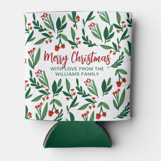 Beauely Holly Berry Persoonlijke kerstfeest Blikjeskoeler (Voorkant)