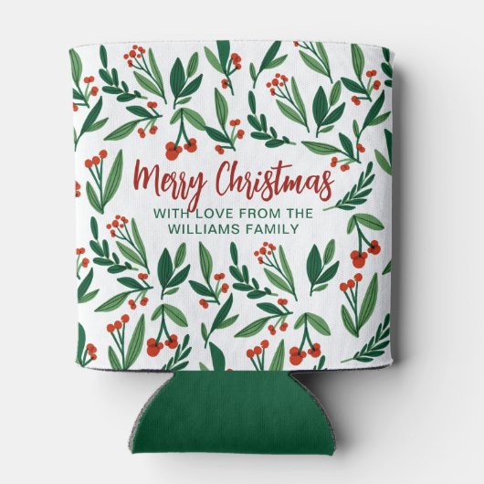 Beauely Holly Berry Persoonlijke kerstfeest Blikjeskoeler (Achterkant)