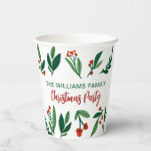 Beauely Holly Berry Persoonlijke kerstfeest Papieren Bekers (Achterkant)